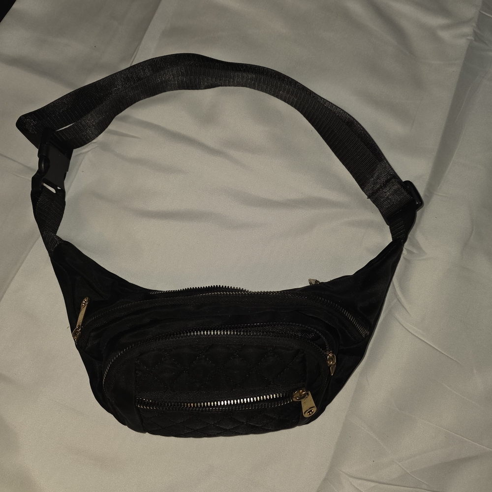Black Quilted Waist Bag
